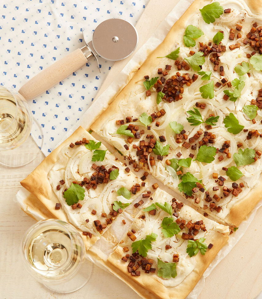 Veganer Flammkuchen Elsässer Art - Rezept