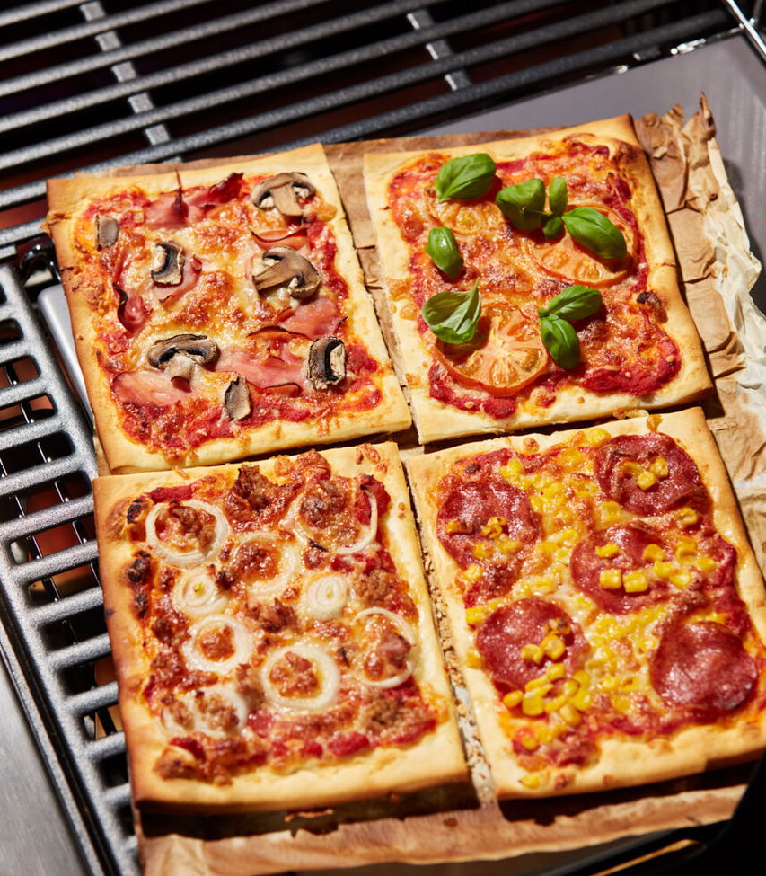 Bunte Familien-Pizzastücke