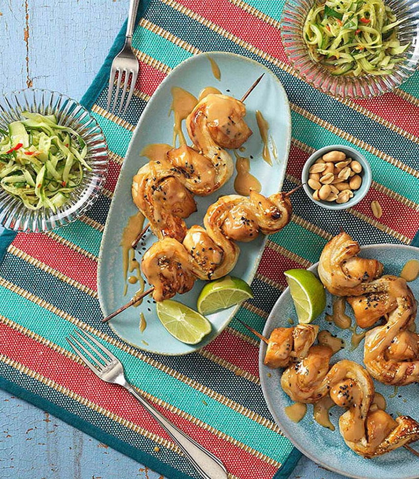 Hühner-Saté-Spieße mit Erdnusssauce - Rezept