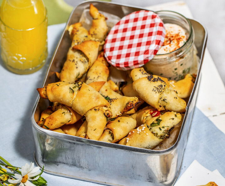 Vegetarische Flammkuchenhörnchen