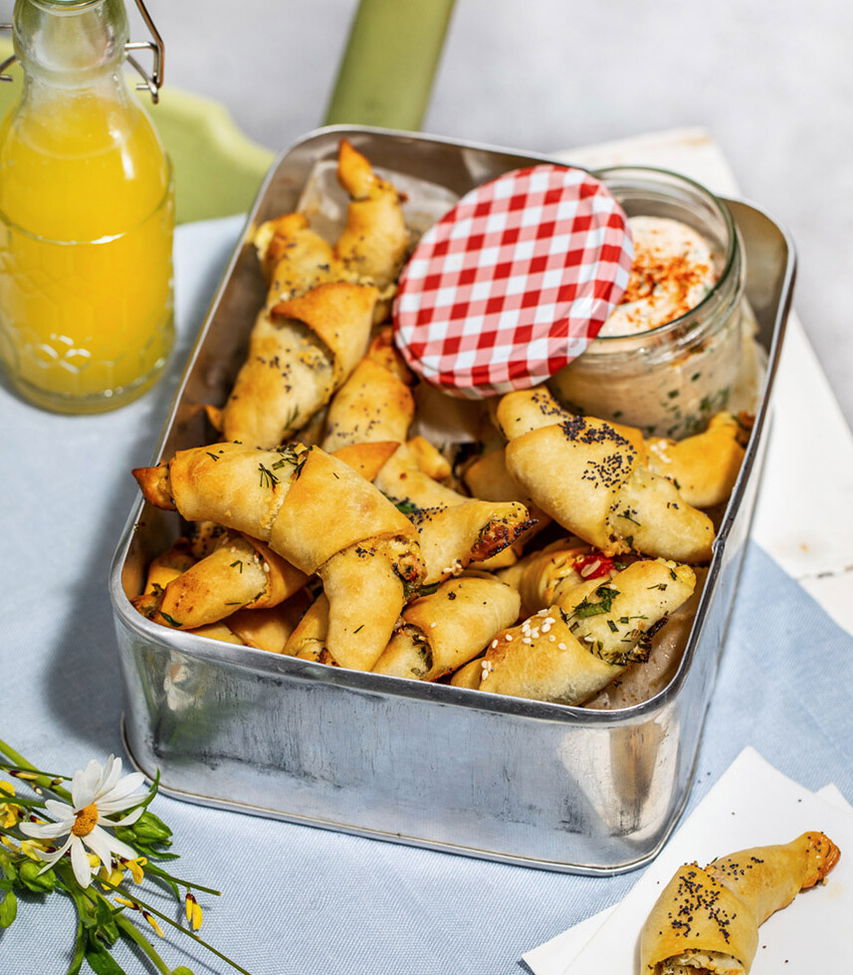 Vegetarische Flammkuchenhörnchen