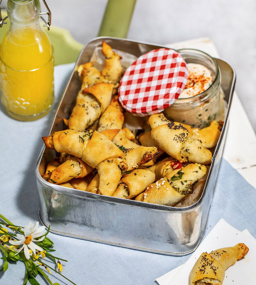 Vegetarische Flammkuchenhörnchen