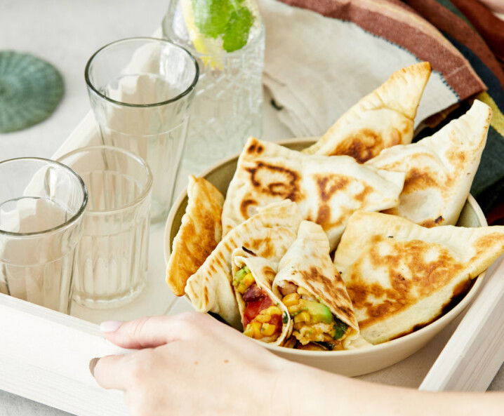 Wraptaschen aus Flammkuchen mit TexMex Füllung