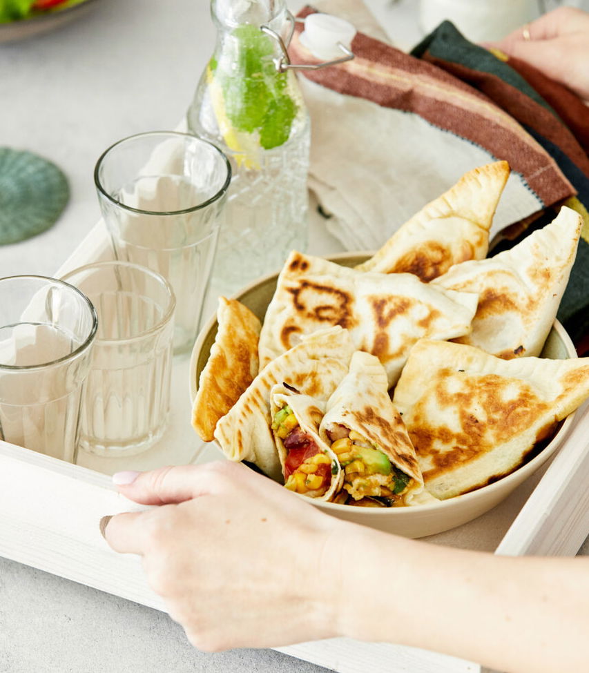 Wraptaschen aus Flammkuchen mit TexMex Füllung