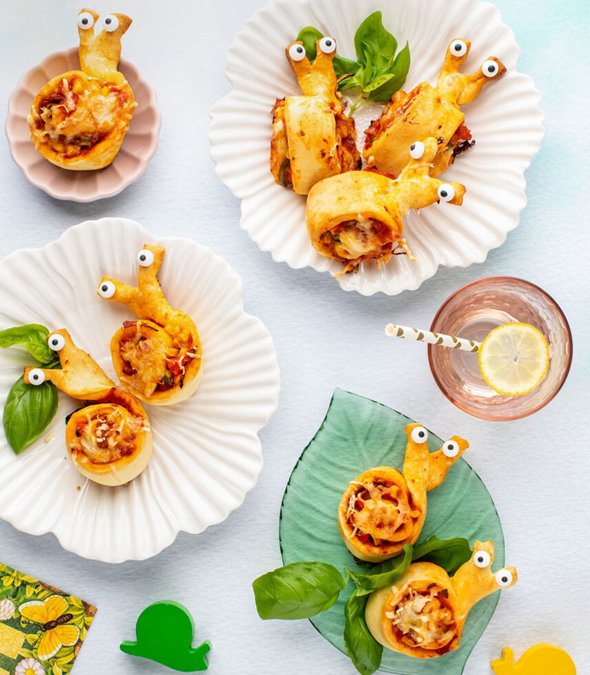 Schnecken-Helden aus Pizzateig