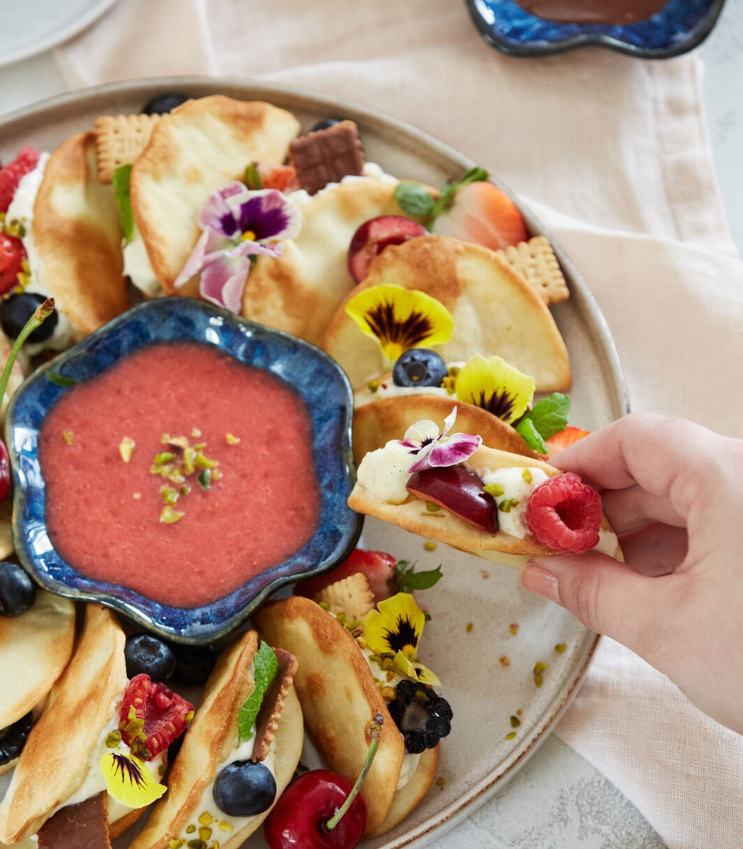 Süße Tacos aus Flammkuchenteig