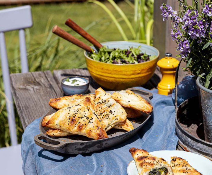 Gegrillte Fetapäckchen mit Spinat