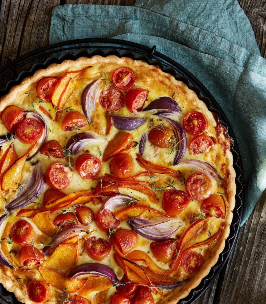 Kürbis-Tomaten Quiche