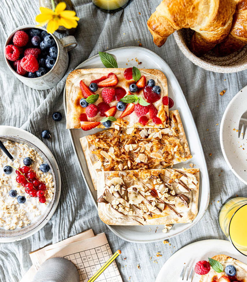 Süßer Brunch-Flammkuchen