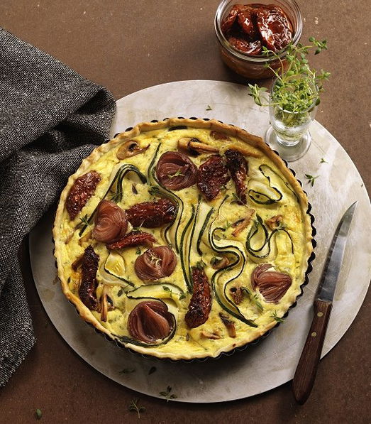 Quiche cukkinivel és szárított paradicsommal