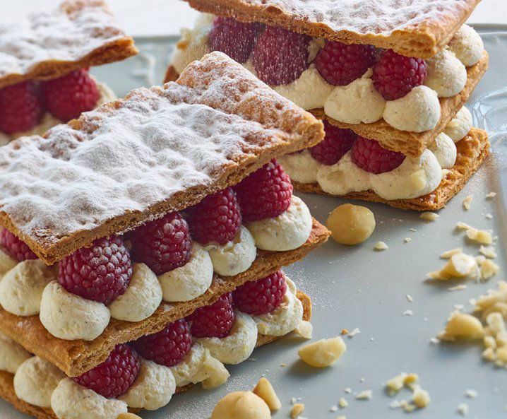 Millefeuille met slagroom en frambozen Tante Fanny