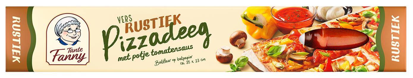 Packshot pizza kit rustiek met tomatensaus van Tante Fanny