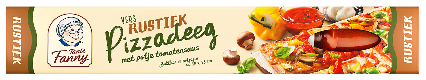 Packshot pizza kit rustiek met tomatensaus van Tante Fanny