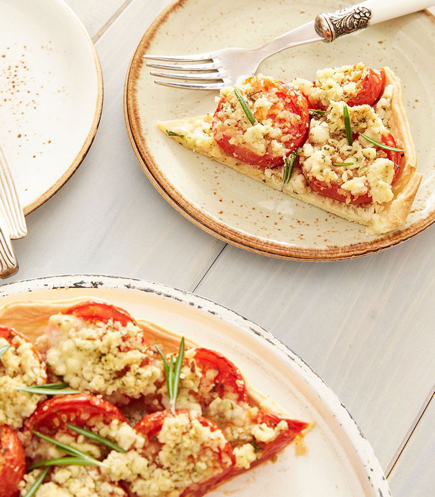 Quiche met tomaat en rozemarijn crumble - Tante Fanny