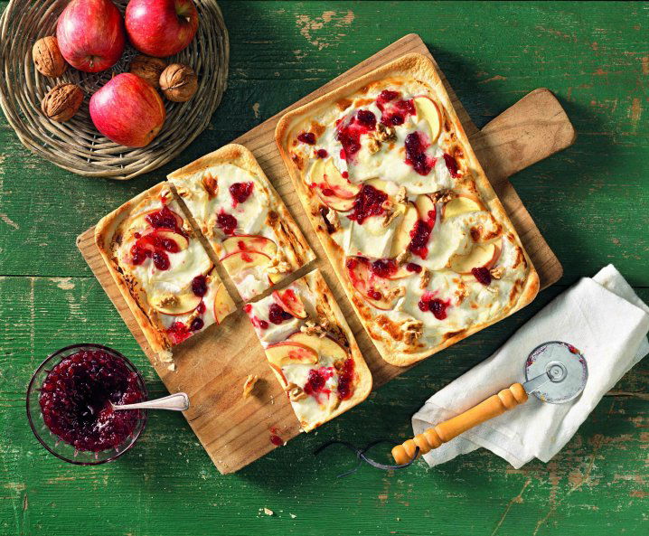 Recept: flammkuchen met geitenkaas camembert en appel - Tante Fanny